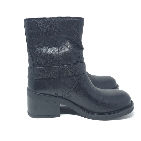 Kenneth Cole Stride Black Leather Motorcycle Boots Winter - Picture 5 of 12